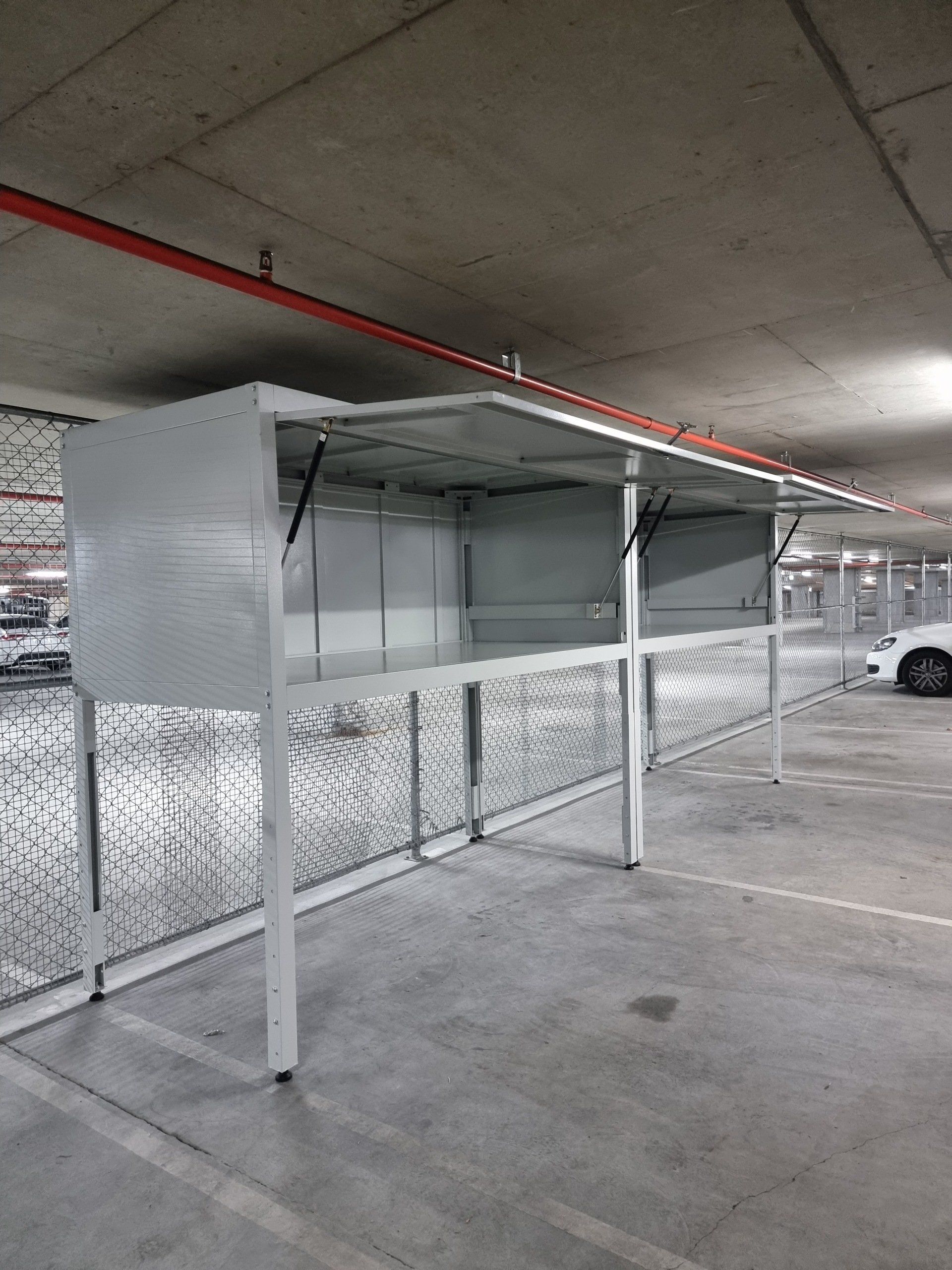 over bonnet storage units, open