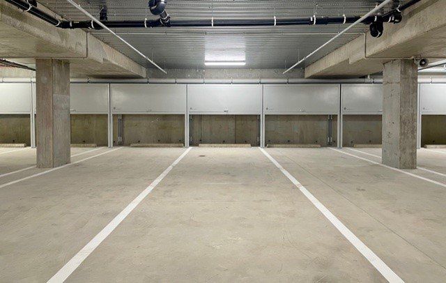 long row of over bonnet storage units