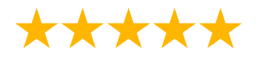Five yellow stars are lined up in a row on a white background.