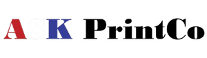 Logo for AK PrintCo, with a red "A", a blue "K", and the words "PrintCo" in black.