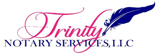 A logo for trinity notary services llc with a feather in the middle.