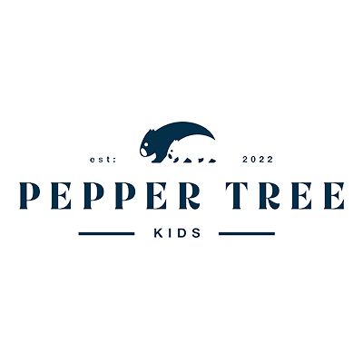 A pepper tree kids logo with a chameleon on it.