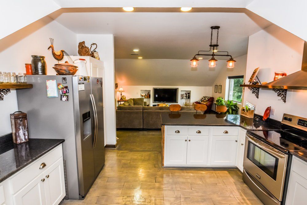 Kitchen of Barn apartment. Airbnb rental.