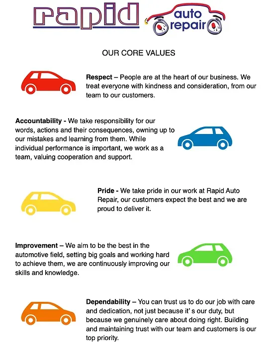 Core Values | Goulburn, NSW | Rapid Auto Repair