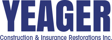 YEAGER logo in blue with &ldquo;Construction & Insurance Restorations Inc.&rdquo; underneath