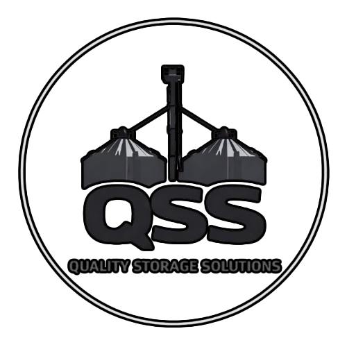 QSS logo with black industrial storage tanks and the words &ldquo;Quality Storage Solutions&rdquo; inside a circle