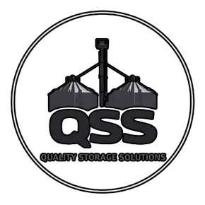 QSS logo with black industrial storage tanks and the words “Quality Storage Solutions” inside a circle
