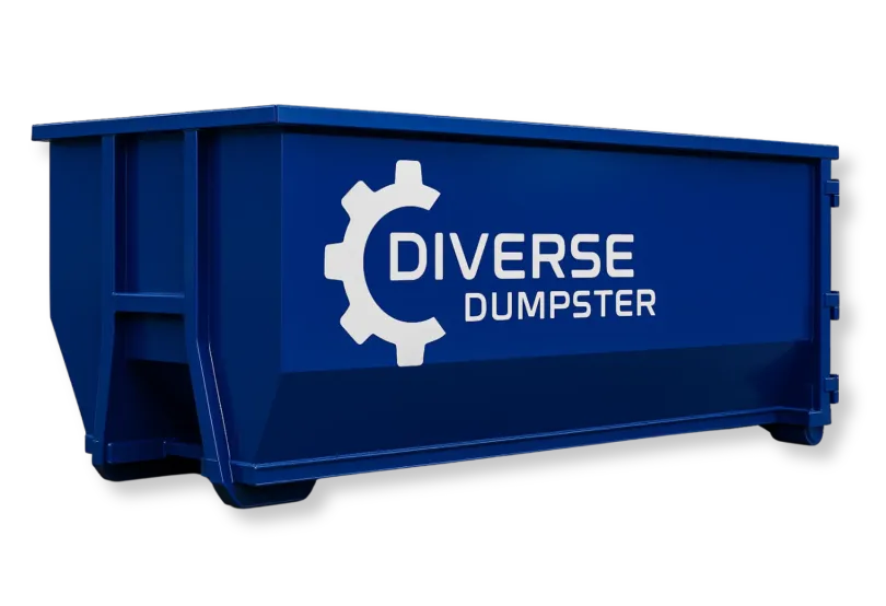 Blue dumpster with