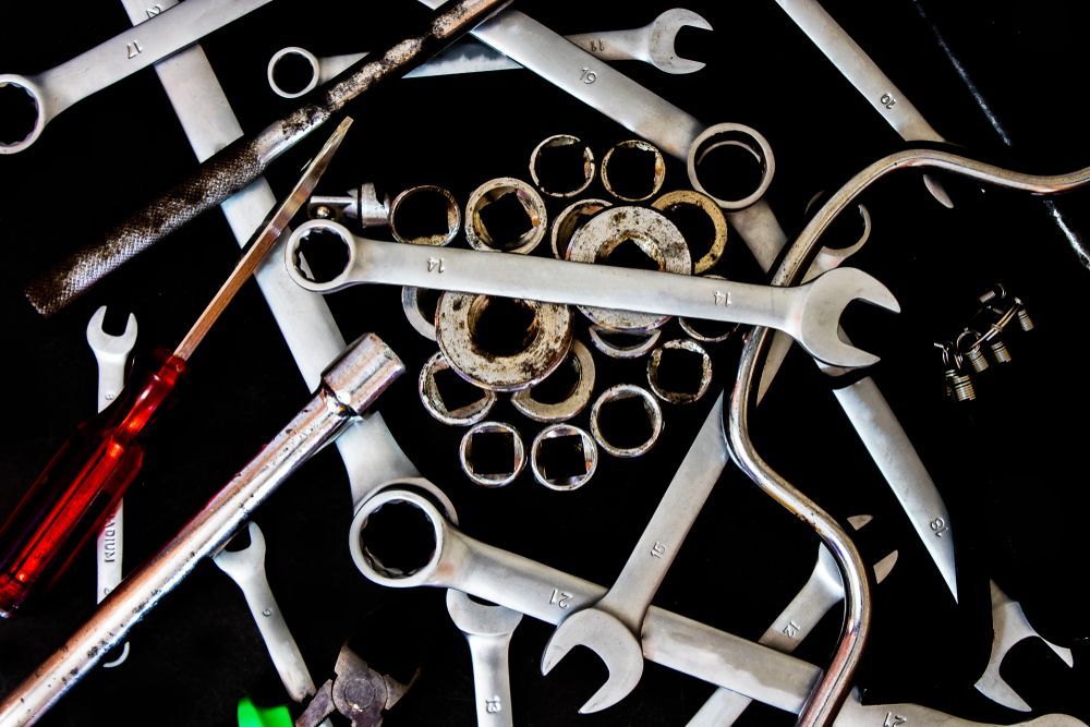 Overhead View of a Collection of Tools, Including Wrenches — Bob Kolln Automotive In Charmhaven, NSW