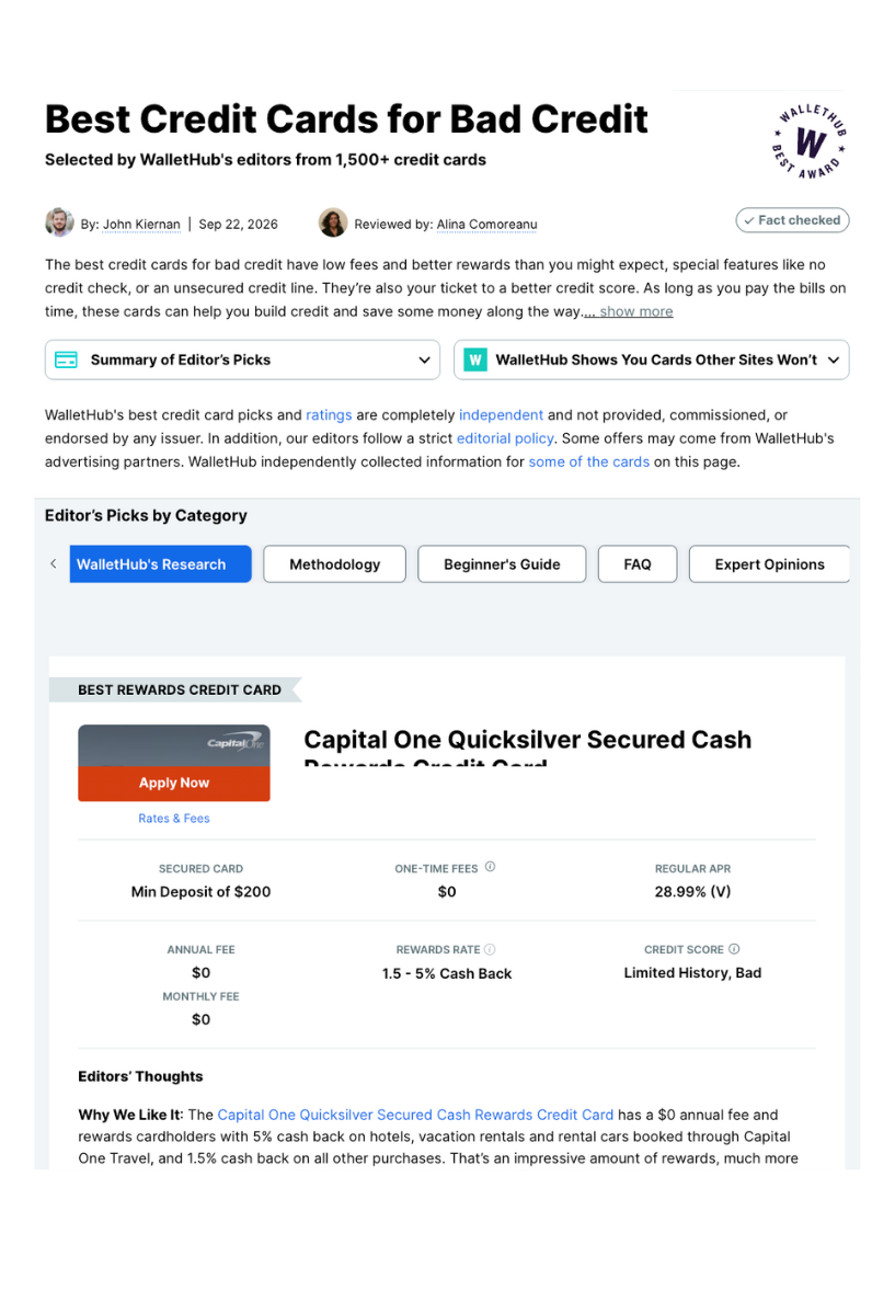 https://wallethub.com/credit-cards/bad-credit/#expert=Dr._Joaquin_Wallace