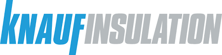 El logotipo de Knauf Insulation es azul y gris sobre un fondo blanco.