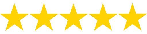 Una fila de cinco estrellas amarillas sobre un fondo blanco.