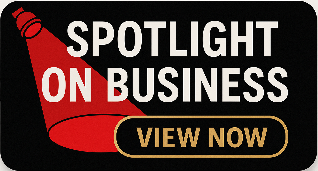 A sign that says spotlight on business view now