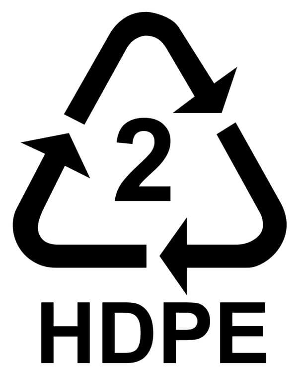 A black and white recycling symbol for hdpe.