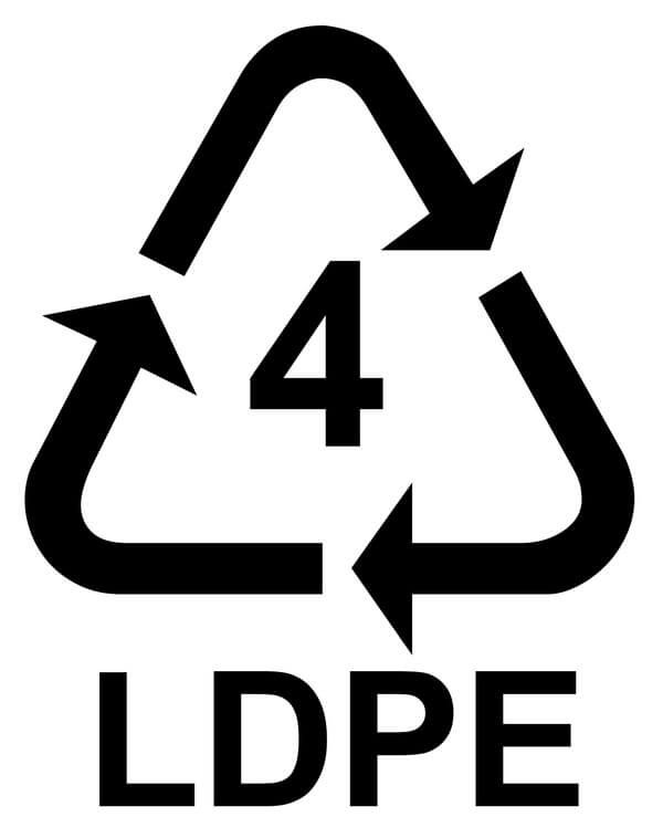 A black and white recycling symbol for ldpe.