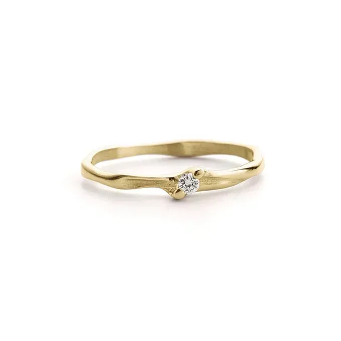 Geelgouden ring met een kleine diamant.