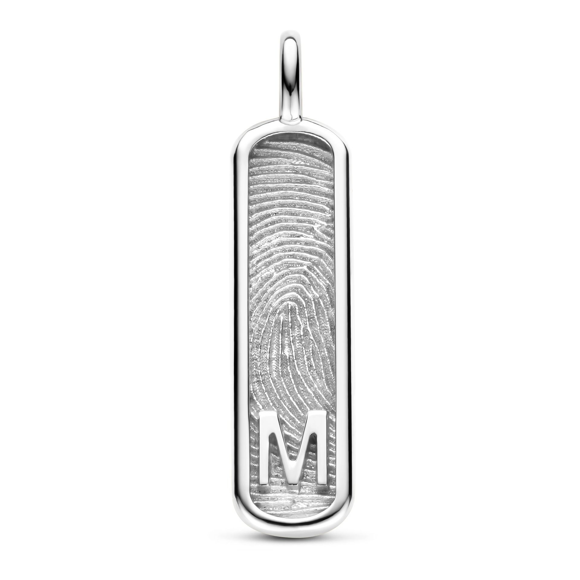 Gouden ketting met een hanger met een vingerafdrukontwerp en de letter
