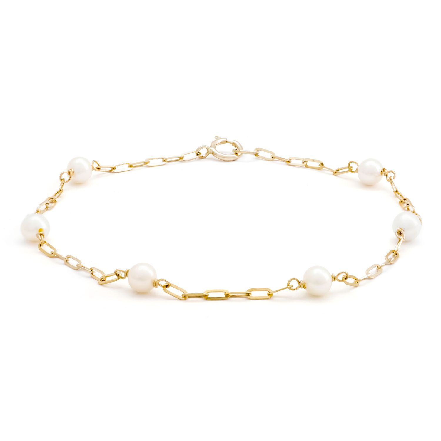 Gouden kettingarmband met parels.