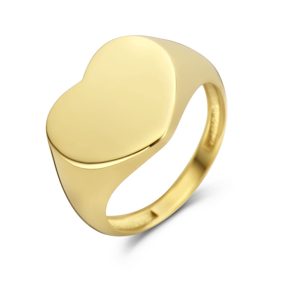 Gouden zegelring in de vorm van een hart.