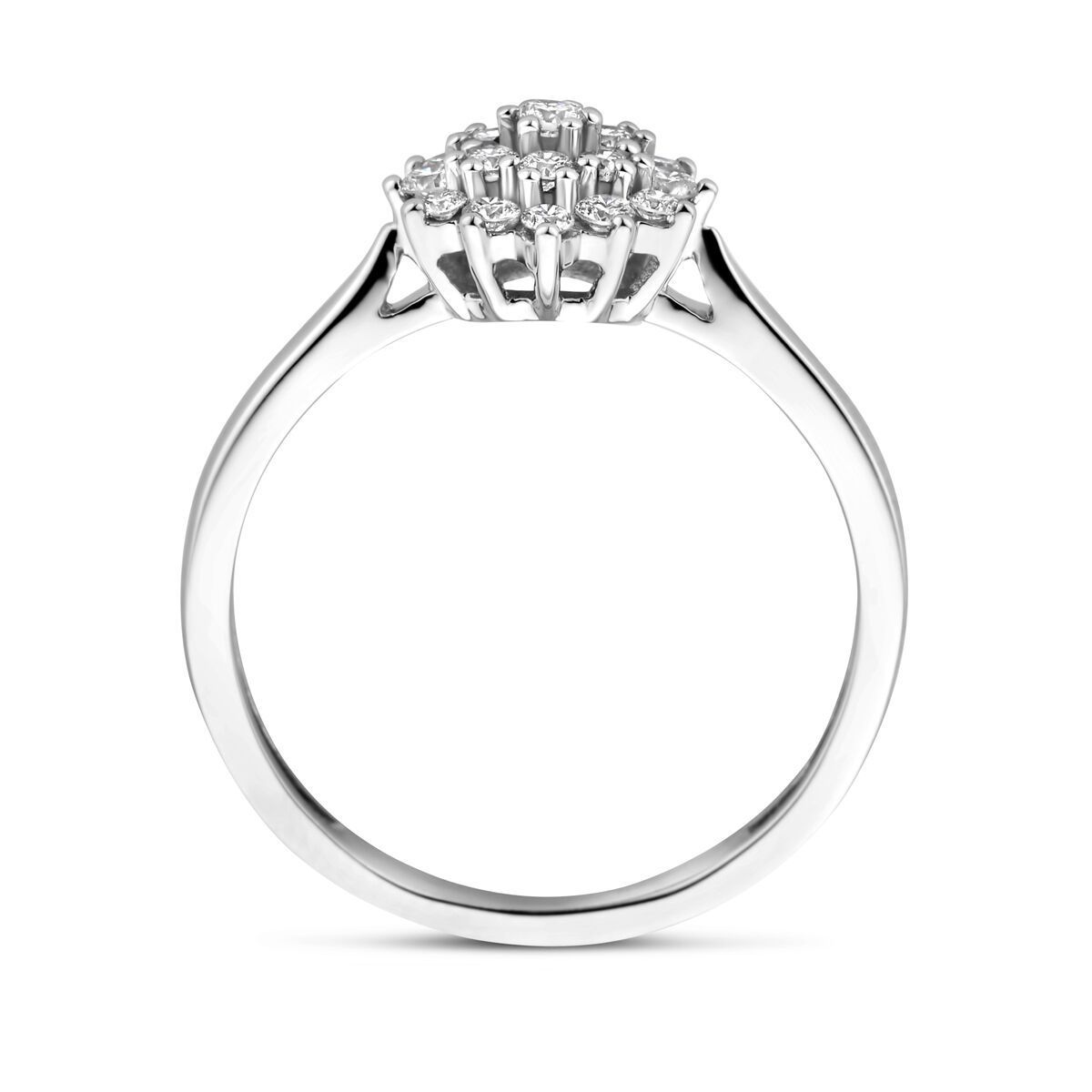 Clusterring met diamant en een witgouden band.