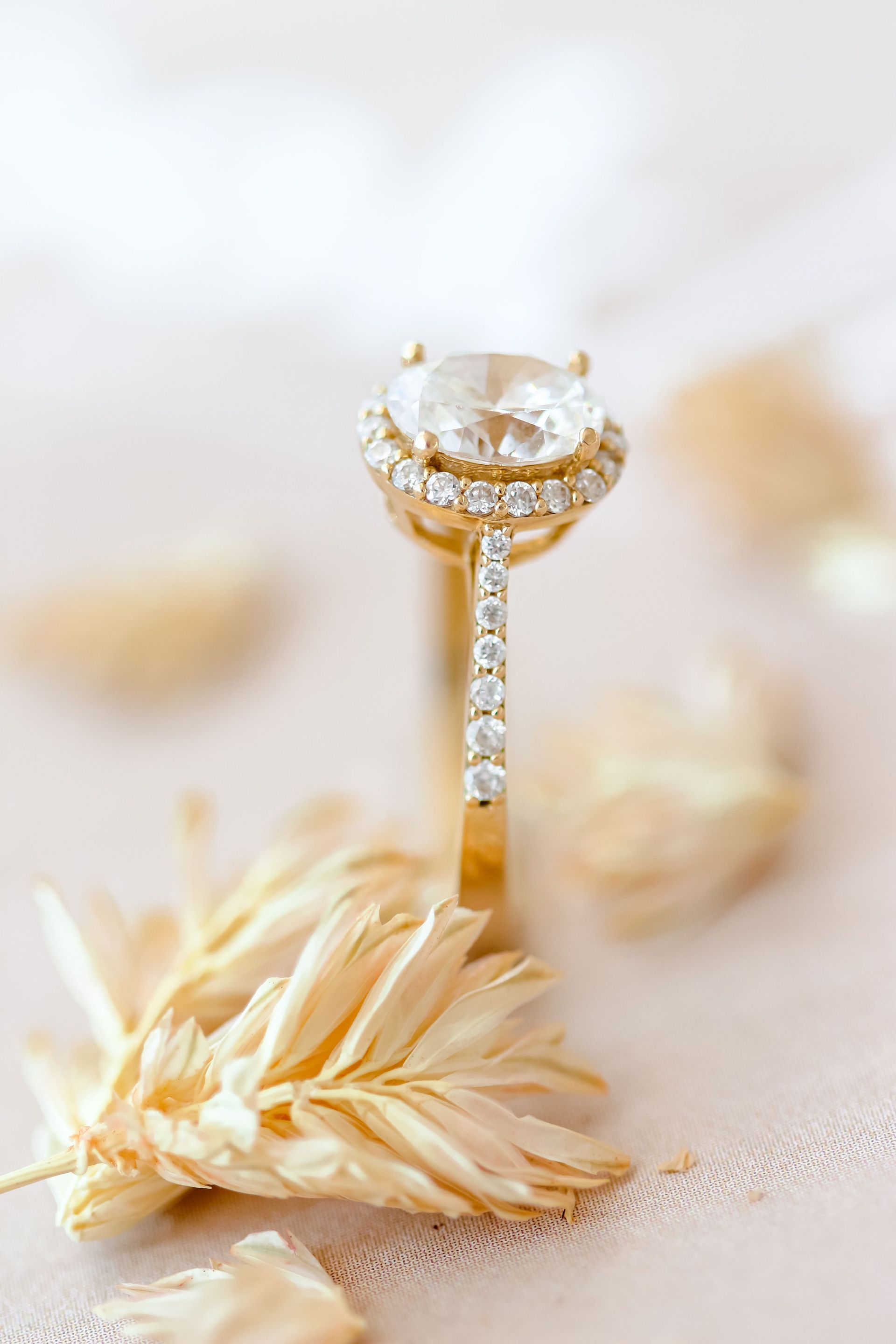 Elegant opgestoken kapsel met witte bloemenaccenten.