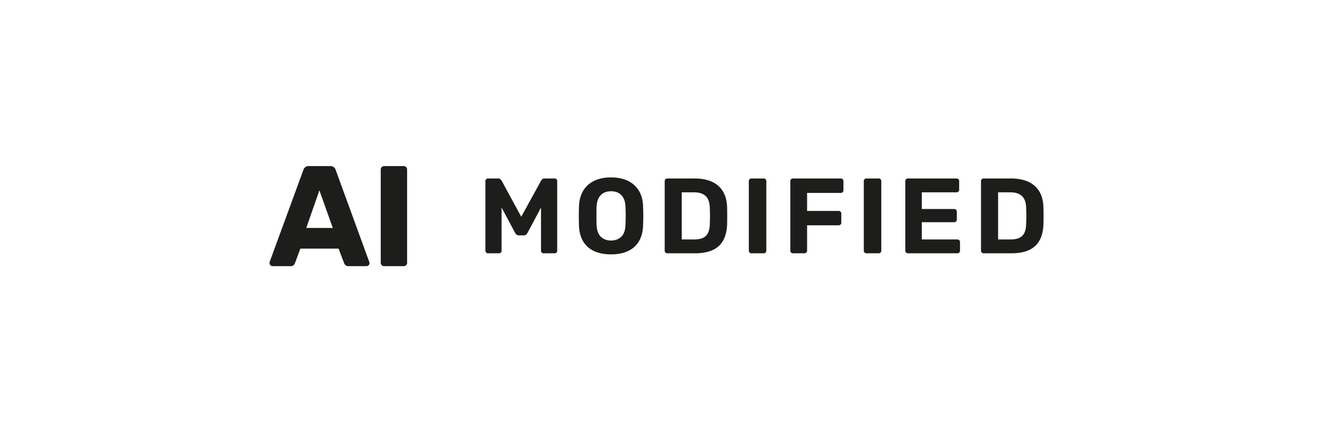 Schwarzer Text mit der Aufschrift „KI MODIFIZIERT“ auf weißem Hintergrund.