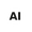 Schwarze Buchstaben „AI“ auf weißem Hintergrund