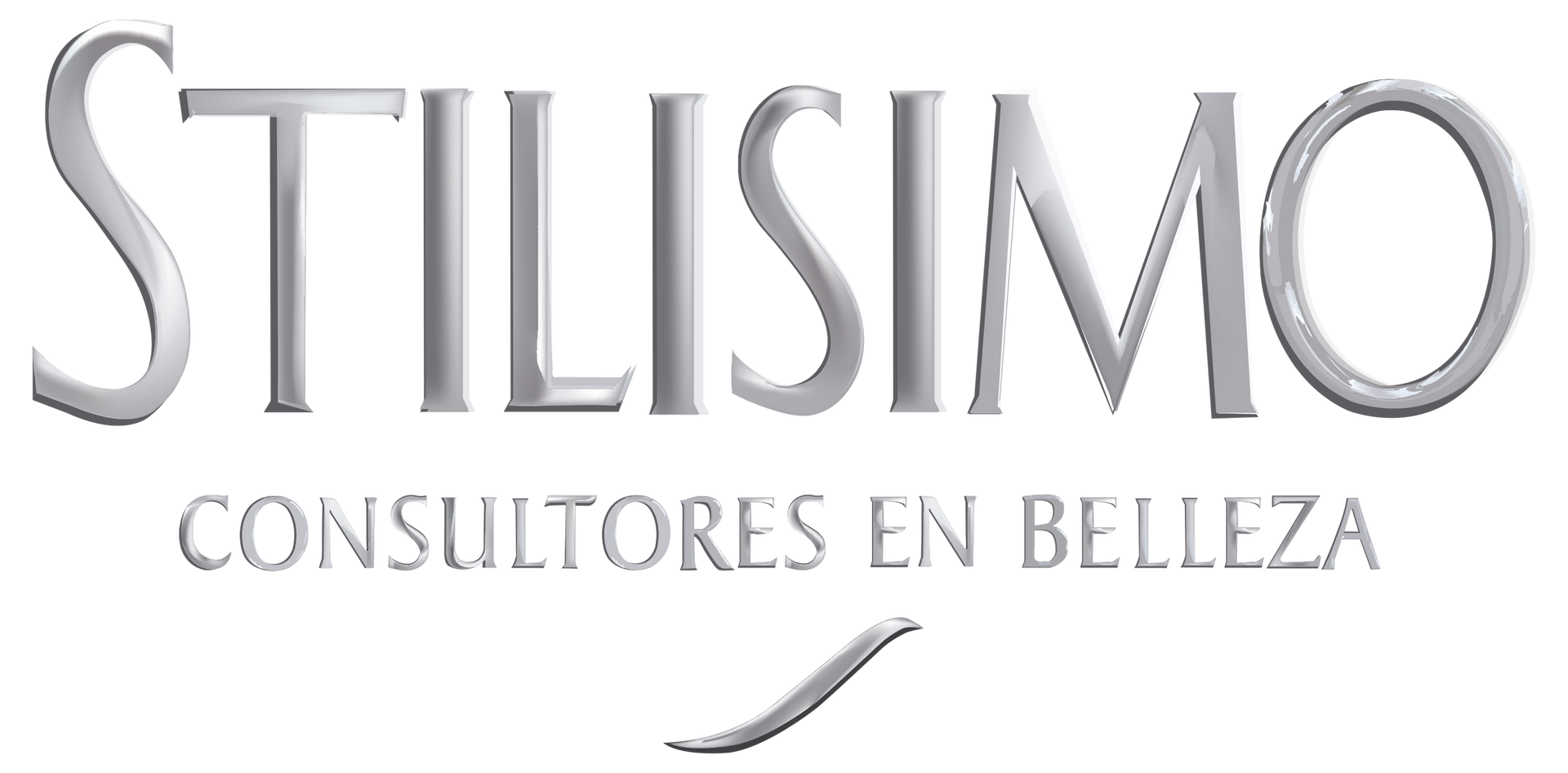 Logotipo de Stilismo Consultores en Belleza en texto gris plateado sobre fondo blanco