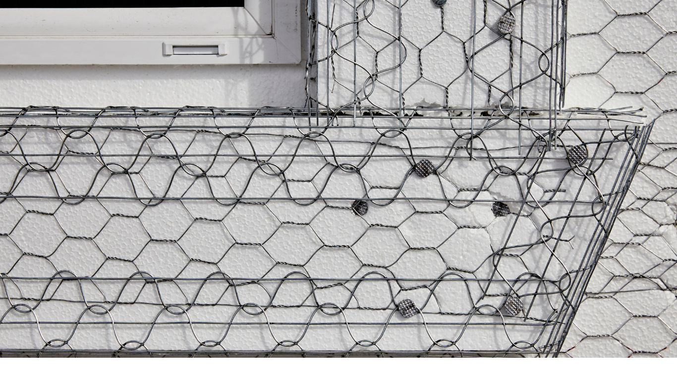 Metal lath on window ledge