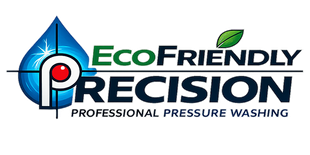 EcoFriendly Precision logo with blue water droplet, green leaf, and “Professional Pressure Washing” text