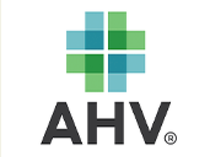 AHV logo: cross symbol in shades of blue and green above