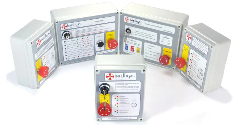 Gas Interlock control panels for commercial kitchens and university labs.