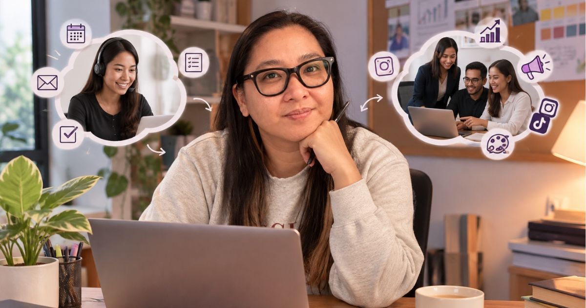 Business owner deciding between a virtual assistant and a marketing agency