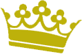 Corona d'oro con tre ornamenti a forma di fiori.