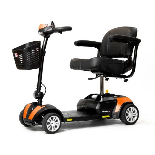 Roma Dallas car boot mobility scooter  for hire, shown assembled.