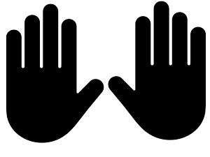 Two open black hands, palms facing forward.