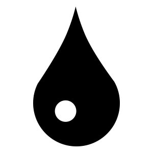 Black teardrop shape with a white circle inside.