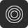 A white circle in a black square on a white background.