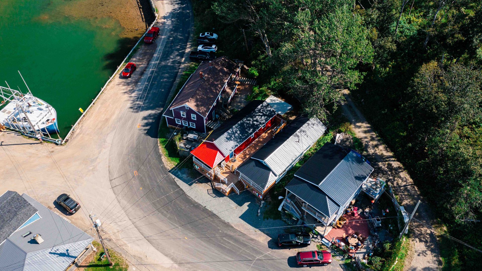 drone photo of a road in nova scotia