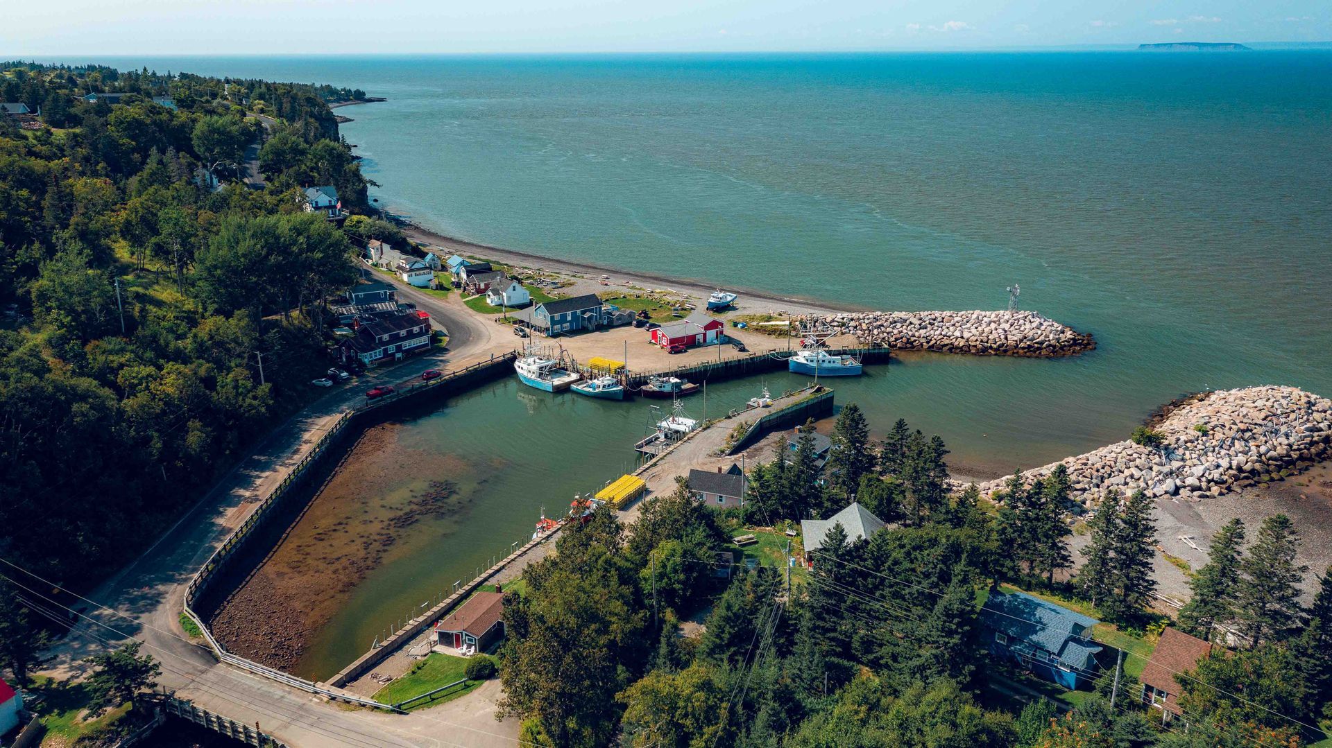 drone shot of the beach in nova scotia