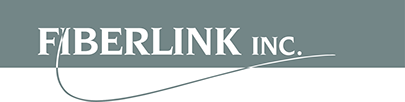 Un logo pour fiberlink inc. avec une aiguille et du fil