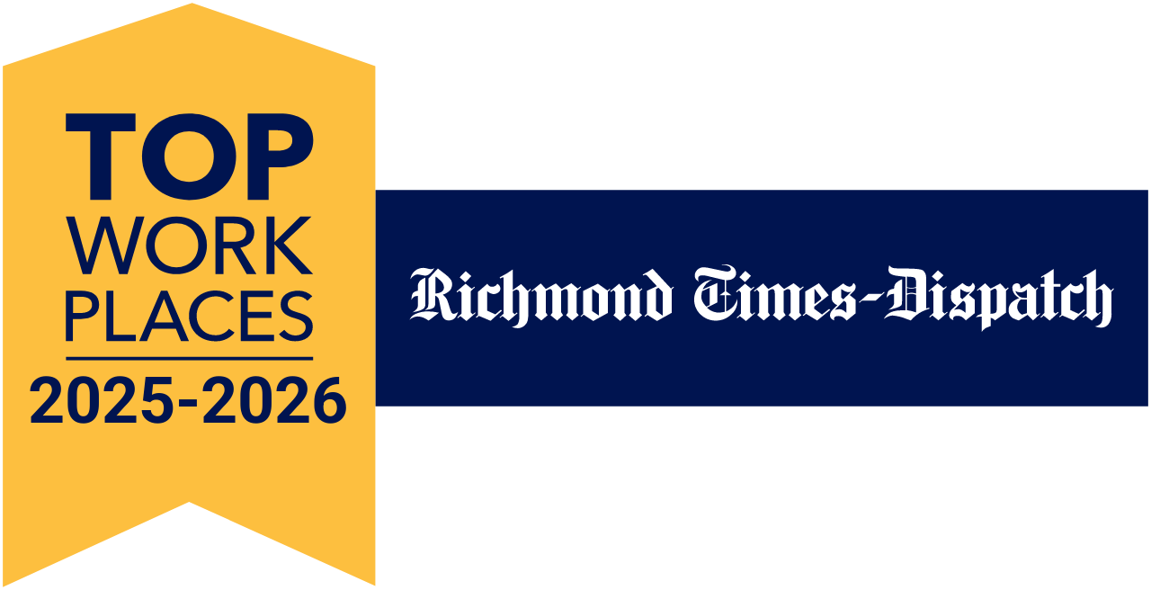 Top Work Places 2025-2026 ribbon logo with Richmond Times-Dispatch banner on white background