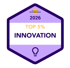 Purple hexagon badge reading “2026 Top 5% Innovation” with a lightbulb icon.