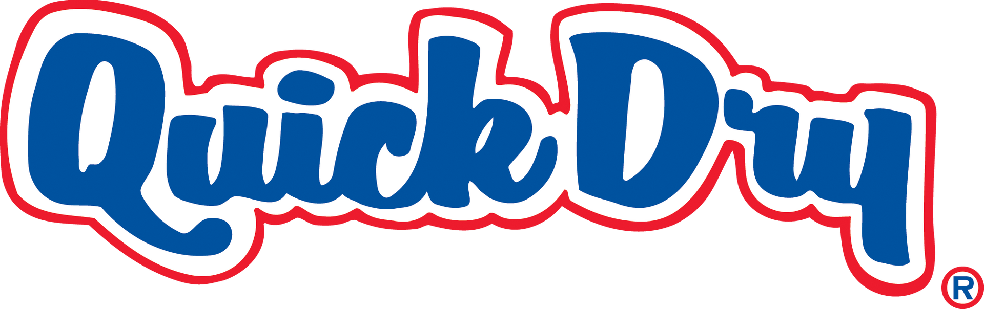 Quick Dry logo in blue and red.