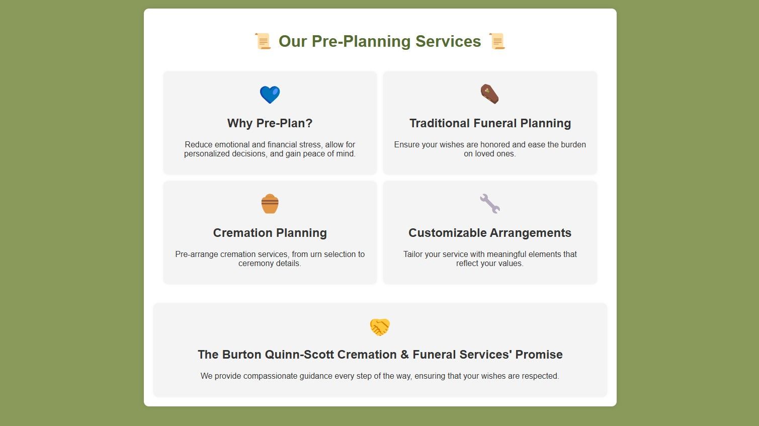 Our Pre-Planning Services