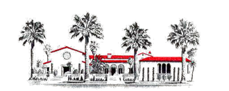 Todd Memorial Chapel logo with chapel illustration, palm trees, and black text on white background
