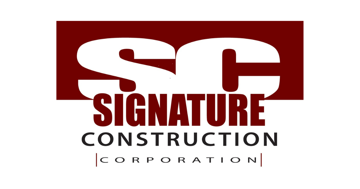 SC Signature Construction Corporation logo in red, white, and black text