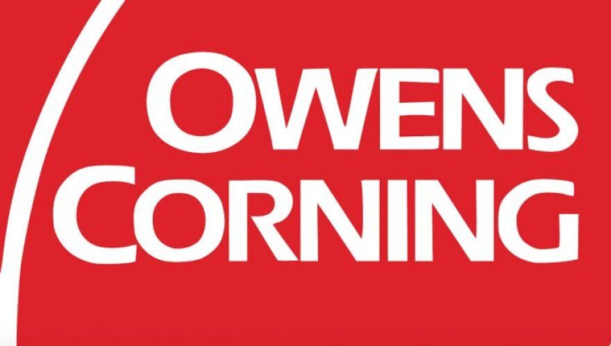 Owens Corning logo in white on a red background