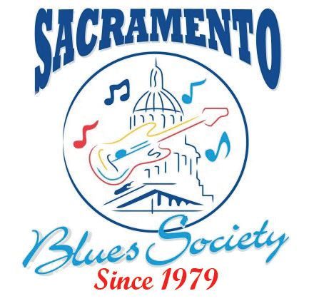Sacramento Blues Society logo with guitar, music notes, and Capitol dome; “Since 1979” in red.