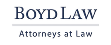 Boyd Law logo with the text “Attorneys at Law” in blue and black on white